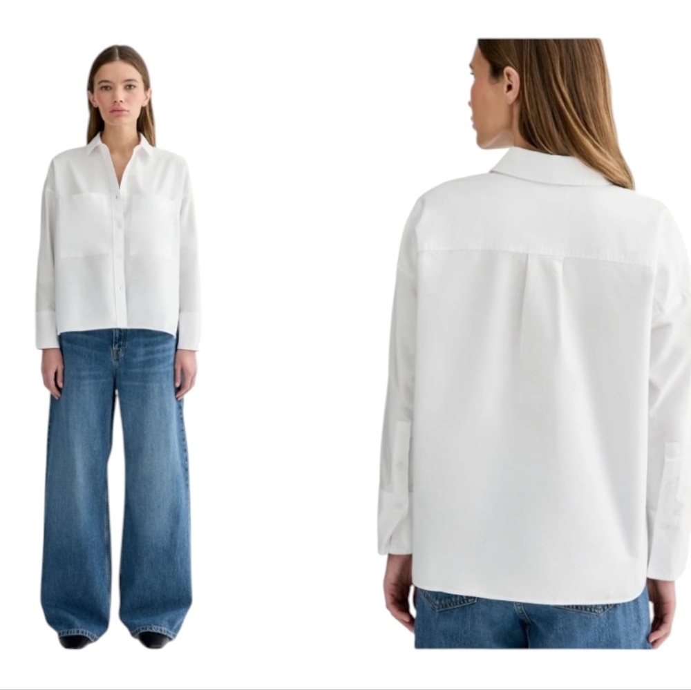 NWT Everlane The Boxy Oxford Buttondown Long Sleeve Shirt White Size XS